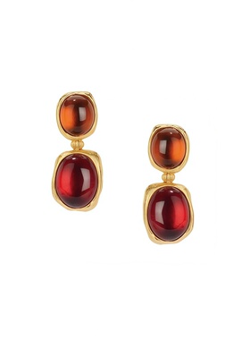节庆系列镶石琉璃红橙色琉璃气质设计耳坠女新年圣诞礼物