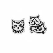 三只涂鸦猫咪耳钉925银针原创小众设计高级耳饰甜酷耳钉