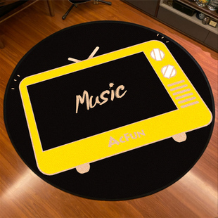 录音室减震酒吧圆形地毯隔音客厅床边地垫装饰黑色家用座椅垫脚垫