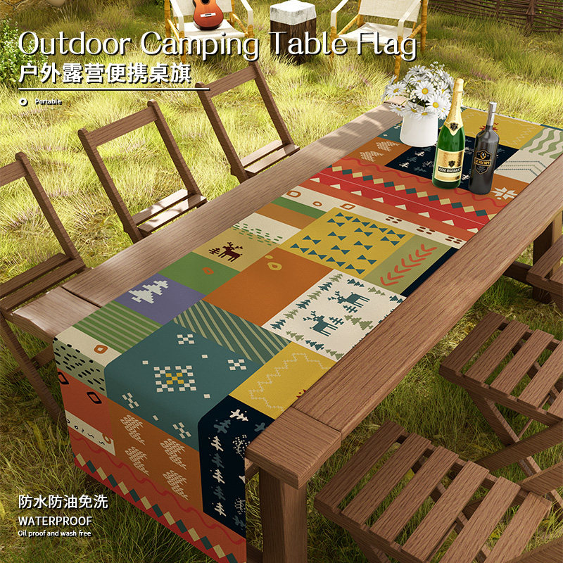 野营桌布波西米亚桌旗露营防水
