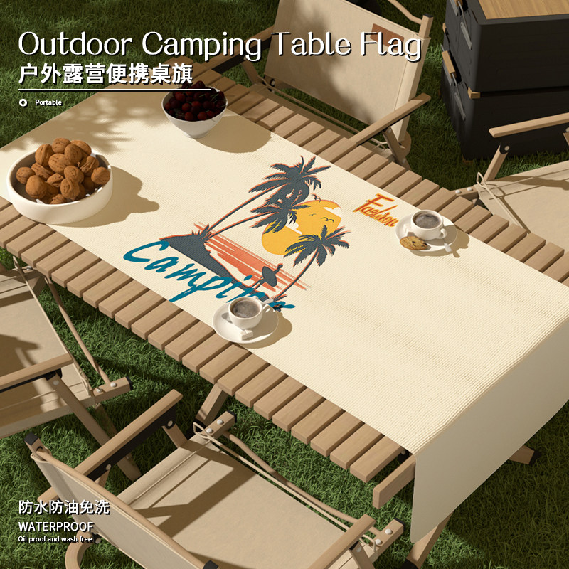 美式户外野餐露营折叠蛋卷桌桌旗