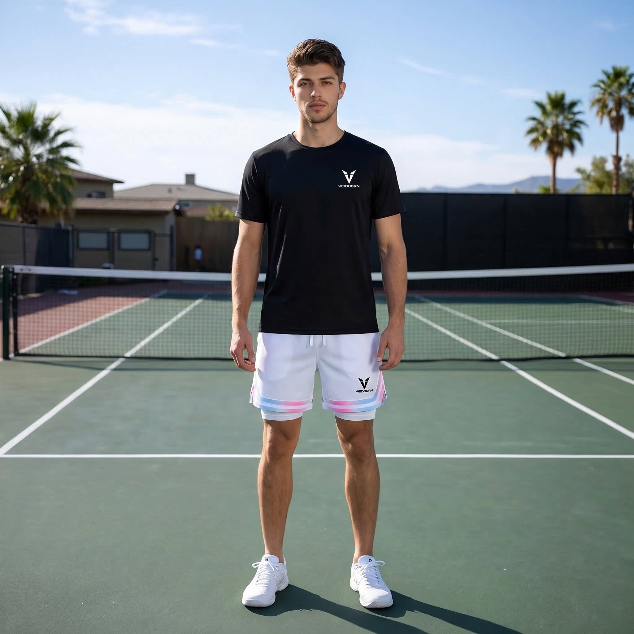 VD美式2026款运动篮球训练套装男假两件防走光体育生短裤速干短袖