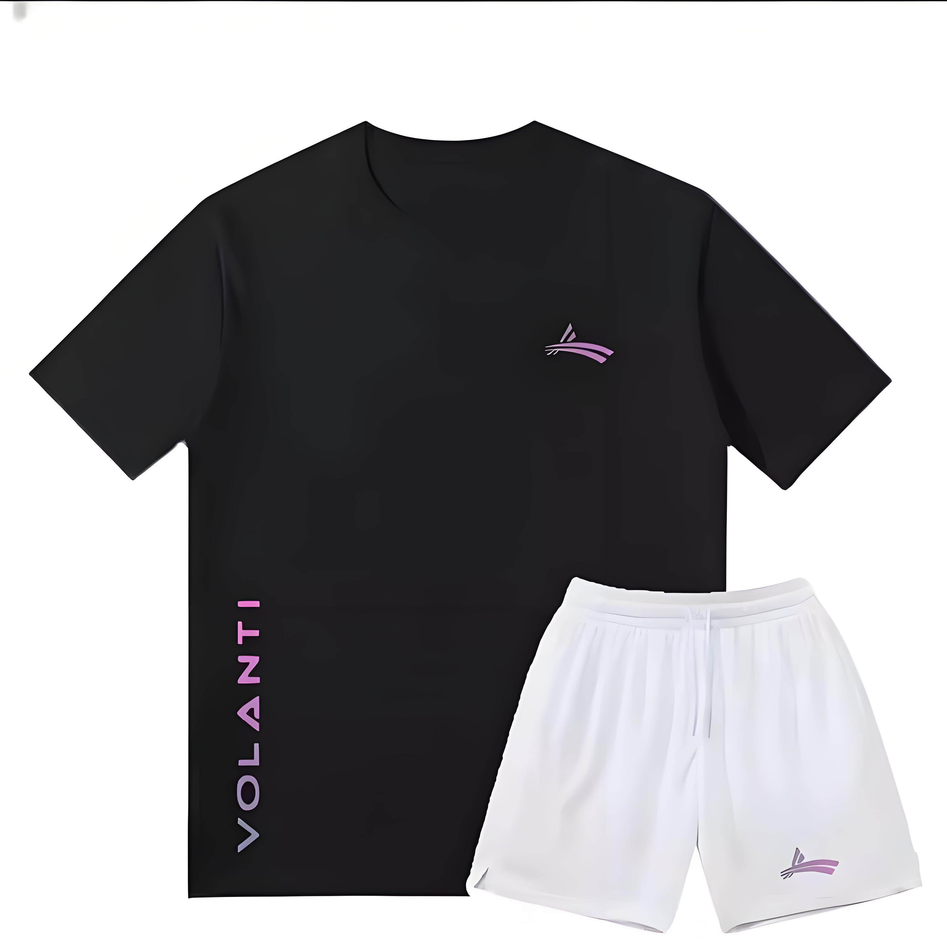 沃兰迪2026款美式运动套装速干跑步圆领T田径体育训练服短袖短裤