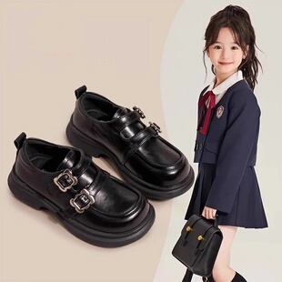 真皮女童黑色小皮鞋2026春秋新款儿童公主鞋学院风中大童乐福单鞋