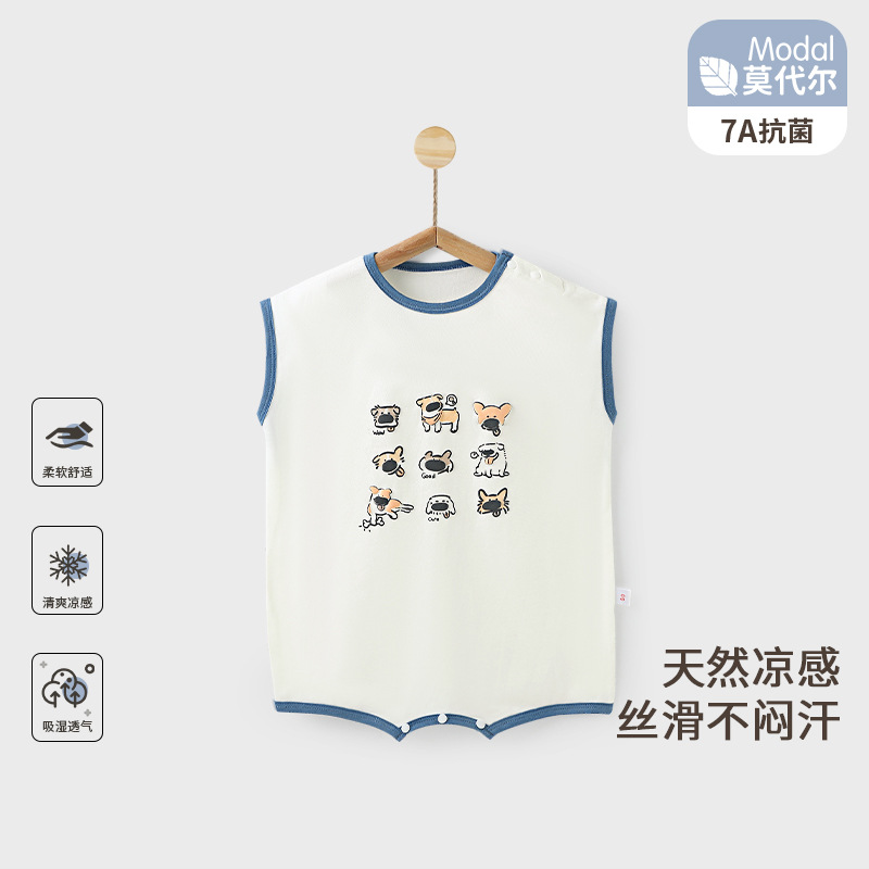 宝宝无袖包屁衣夏季薄款莫代尔
