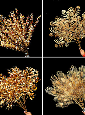 金色仿真花年宵花福桶diy材料包新年插花尤加利发财果红果财神爷