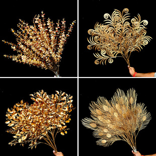金色仿真花年宵花福桶diy材料包新年插花尤加利发财果红果财神爷