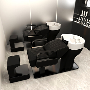 高档洗头床发廊专用美发店洗头床泰式半躺不锈钢陶瓷盆洗头冲水床