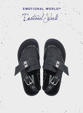 Emotional world2025春夏新款休闲时尚头层牛皮软底包头外穿拖鞋