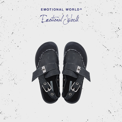 Emotional world2025春夏新款休闲时尚头层牛皮软底包头外穿拖鞋
