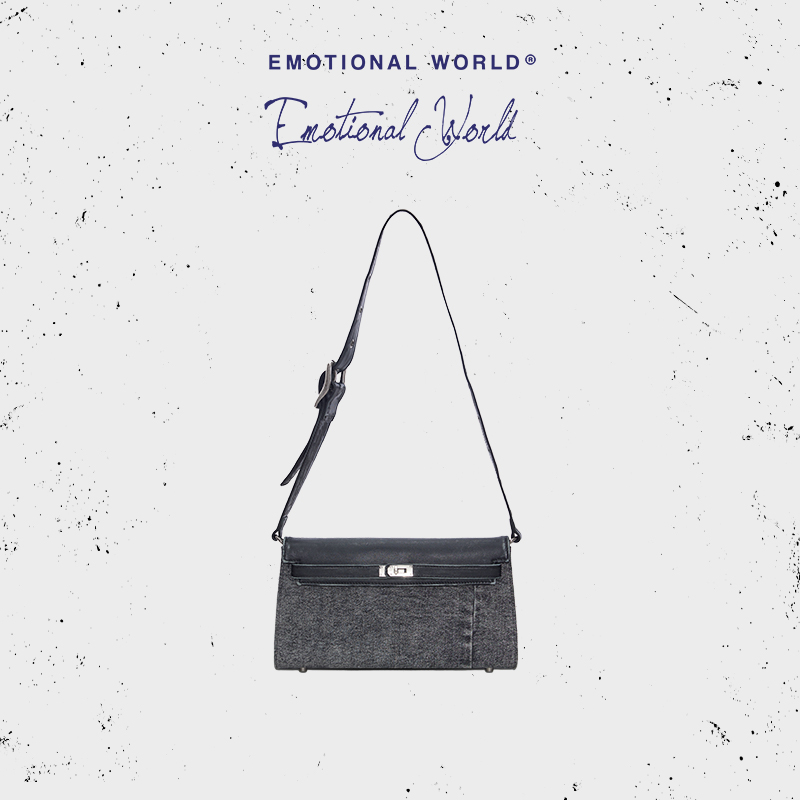 Emotional world2025年春夏新款拼接复古牛仔腋下单肩斜挎手提包