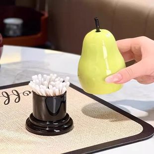 新款苹果梨牙签筒家用棉签盒高颜值可爱创意高档牙线盒牙签收纳盒