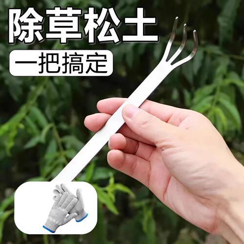 双头不锈钢盆景专用小耙子三爪