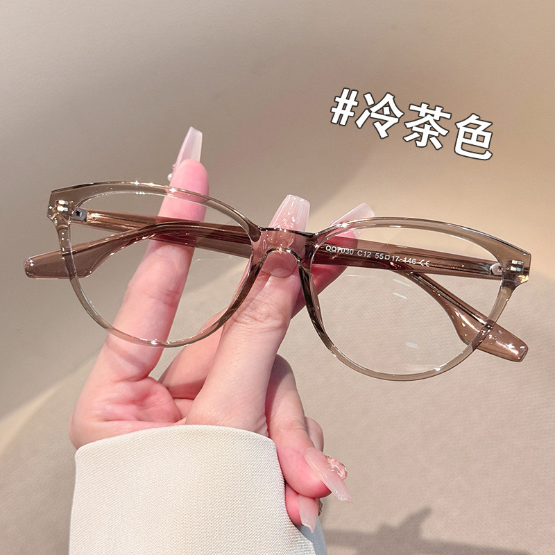 韩版超轻冷茶色椭圆框大框眼镜女专业配近视镜防蓝光方圆脸眼镜框,ZIPPO/瑞士军刀/眼镜,定制成品光学镜,淘宝优惠券,粉丝福利购,淘宝优惠卷