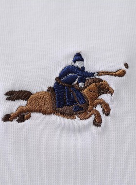 Hungry Artist新款藏蓝色国潮骑马刺绣短袖t恤男生夏重磅凉感复古