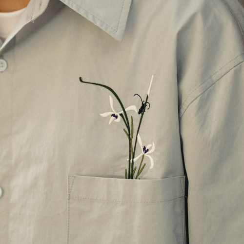 兰花刺绣纯棉艺术衬衫