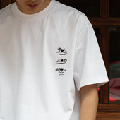 Hungry t恤男女宽松复古重磅Tee 冰感小狗刺绣短袖 Artist新品 夏季