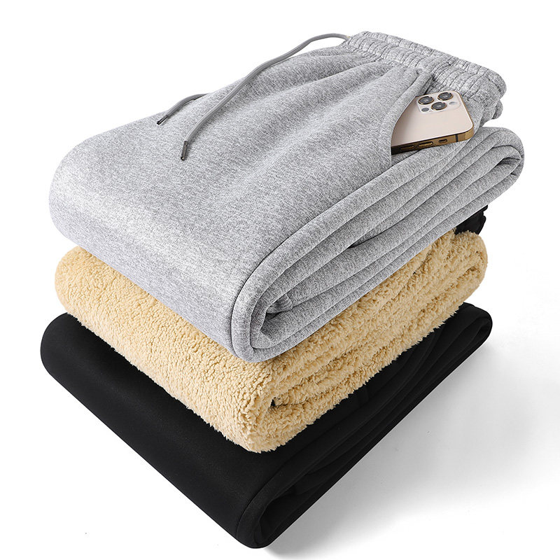 羊羔绒裤子男冬季加绒加厚裤保暖男裤男士休闲运动裤青少年卫裤