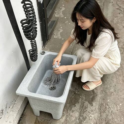 石英石阳台拖把池家用卫生间拖布池落地式户外洗拖把盆庭院墩布池