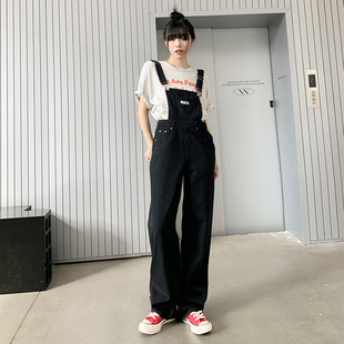 盐系设计感阔腿裤 BRN新款 牛仔背带裤 女韩版 宽松小个子连体裤