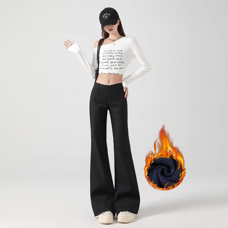 BRN春秋季气质褶皱低腰西装裤女2025年休闲百搭直筒微喇裤马蹄裤