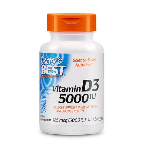 （组合）多特倍斯Doctor'sBest维生素D3软胶囊5000IU180粒/360粒