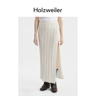 Holzweiler女士舒适白色Kelp钩编织法针织裹裙