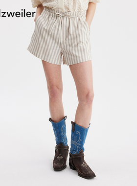 Holzweiler女士宽松收腰Musan色织条纹短裤