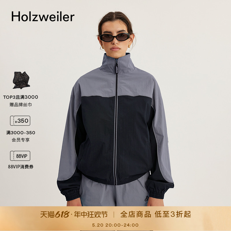 限时甄选Holzweiler女士Hanger系列撞色剪接机能风高领运动外套