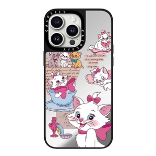 CASE趙露思同款 13保護套女 粉色瑪麗貓咪鏡面16Pro適用于iPhone15ProMax蘋果14Pro手機殼13防摔日韓潮牌14