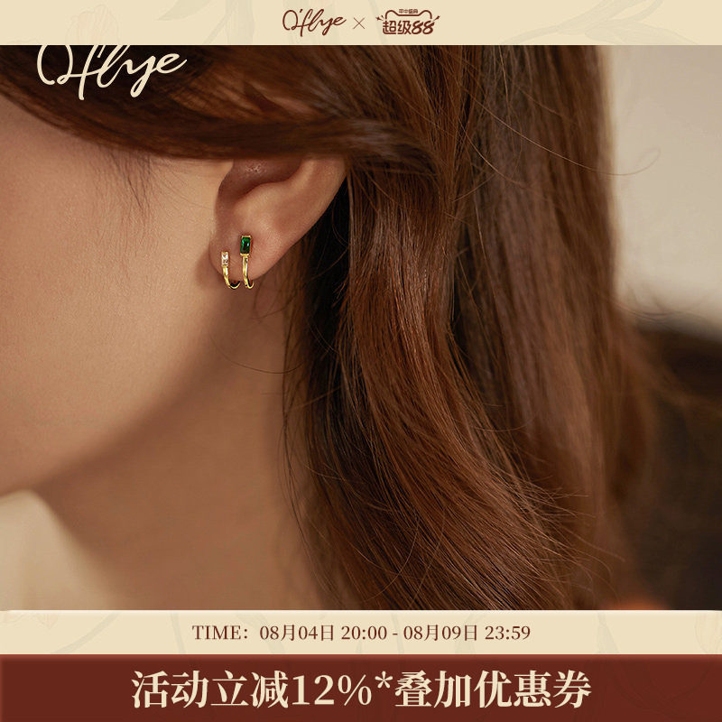 高级感不对称S925纯银耳环女