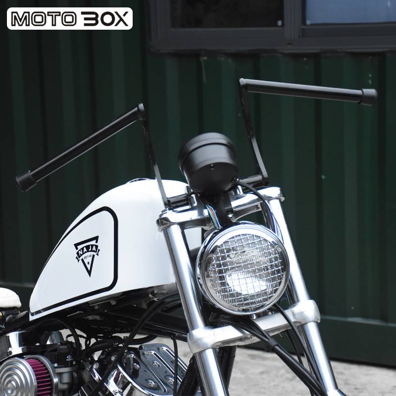 柴特娜迦naja250改装复古chopper车把羊角高把龙头方向手把握把