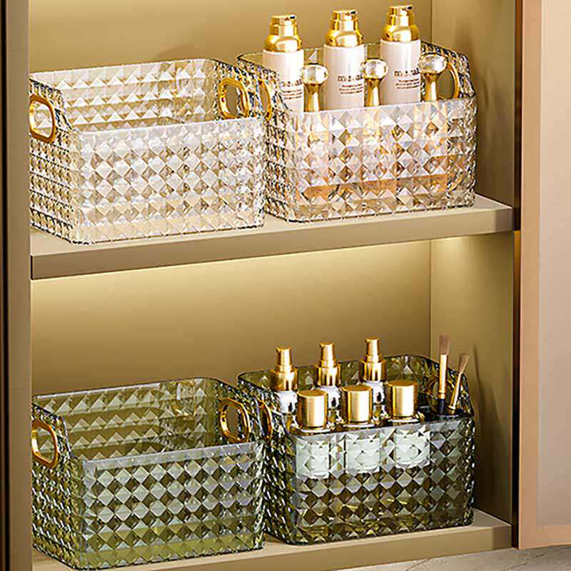 轻奢镜柜收纳盒卫生间透明面膜化妆刷收纳洗漱台化妆护肤品收纳筐