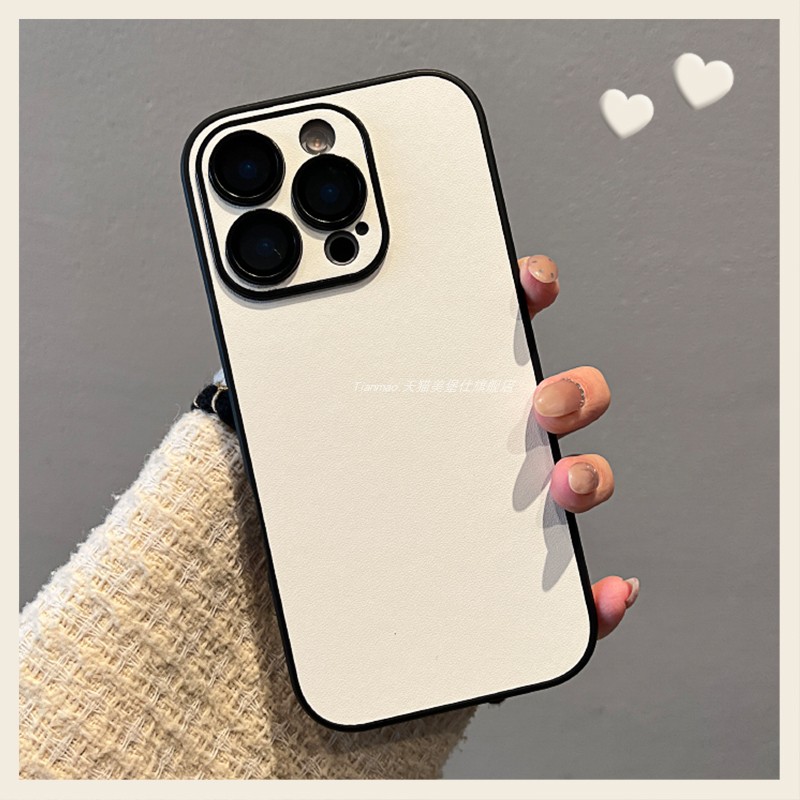 美堡仕 高品质纯色素皮纹纯白色适用iPhone15promax手机保护壳苹果16不沾指纹14pro简约13小众12pm网红11男女
