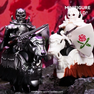 剑风传奇黑白骷髅骑士战马格斯漫画中古武器积木人仔拼装男孩玩具