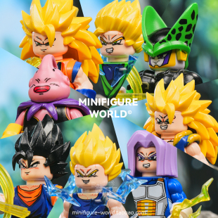 七龙珠沙鲁超级赛亚人孙悟空魔人布欧鸟山明动漫积木人仔拼装玩具