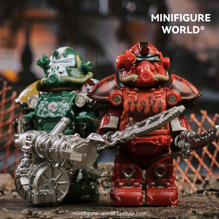 辐射避难所T51动力机甲铠甲加特林链锯战争游戏拼装积木人仔玩具