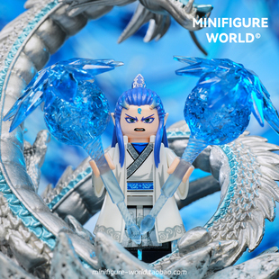 灵珠敖丙双锤哪吒混天绫东海龙王敖光西游记拼装积木人仔男孩玩具