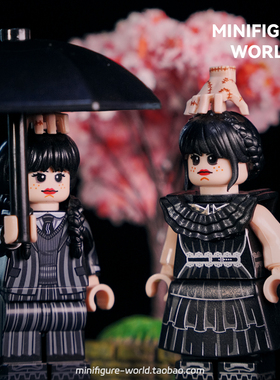 美剧亚当斯一家星期三Wednesday第三方新款积木人仔拼装周边摆件