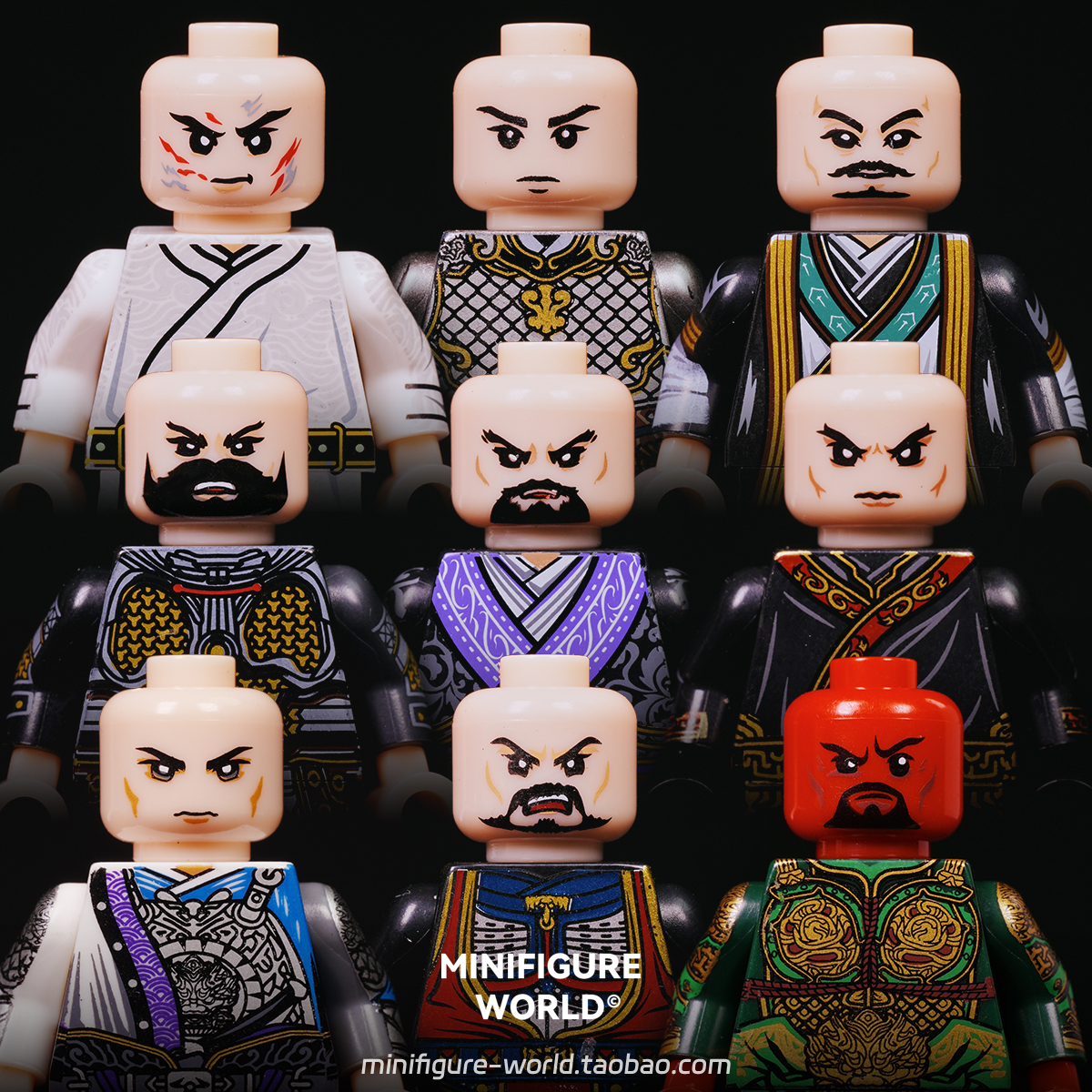 三国人仔素体五虎将系列吕布赵云司马懿关羽孙权表情积木人仔配件