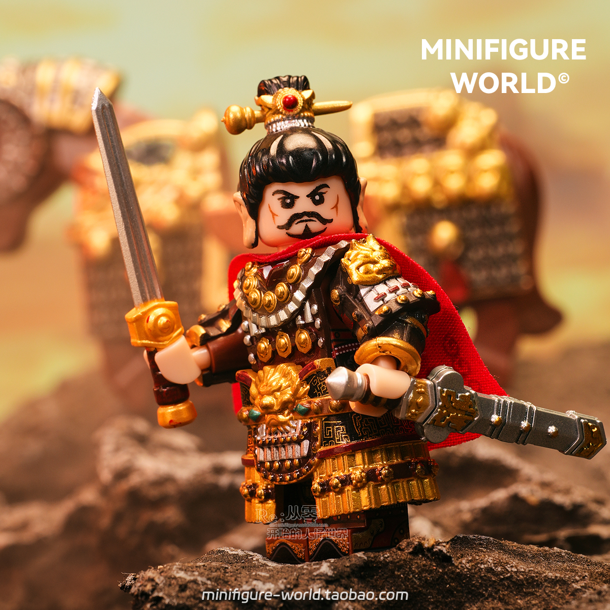 刘备关羽张飞三国桃园结义曹操孙权五虎将国风拼装人仔积木玩具