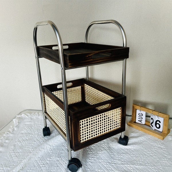 不锈钢带轮小推车客厅北欧ins