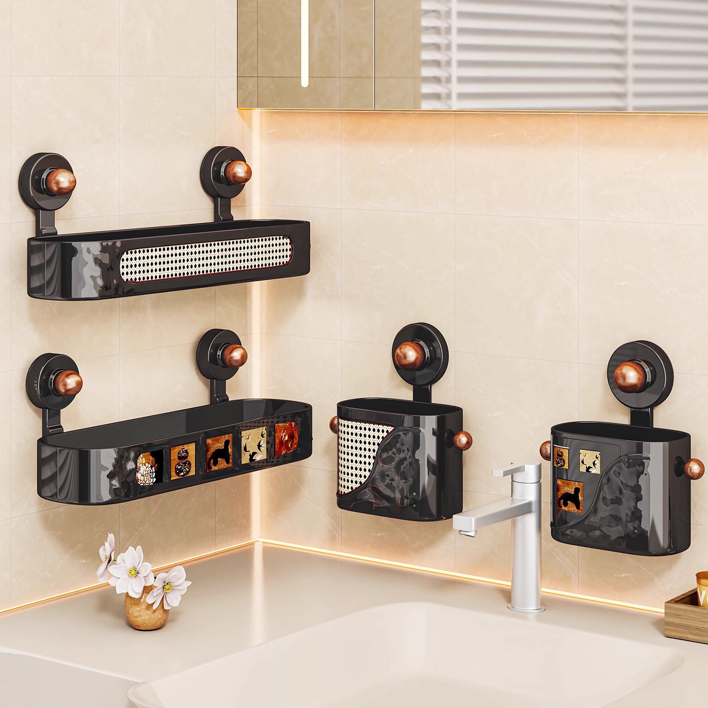 中古风卫生间吸盘置物架