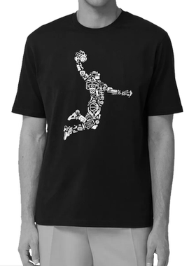 篮球印花短袖青少年T恤 Basketball print short-sleeved T-shirt