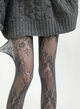 镂空花卉提花渔网打底裤袜Hollowed-out floral mesh base tights