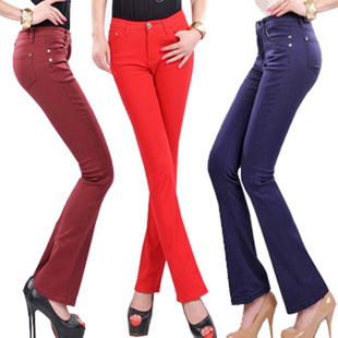 Women's stretch micro-flared trousers女士弹力彩色微喇叭长裤