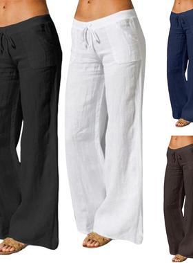 Women's low waist wide leg casual pants纯色低腰 阔腿休闲裤女