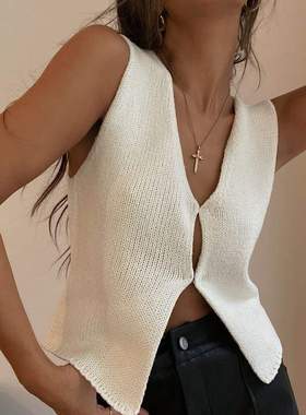 Sexy sleeveless knitting top cardigan 性感无袖针织上衣开衫