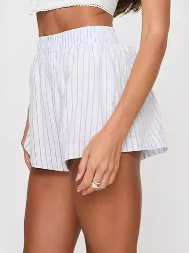 Casual Loose Pocket Striped Shorts
