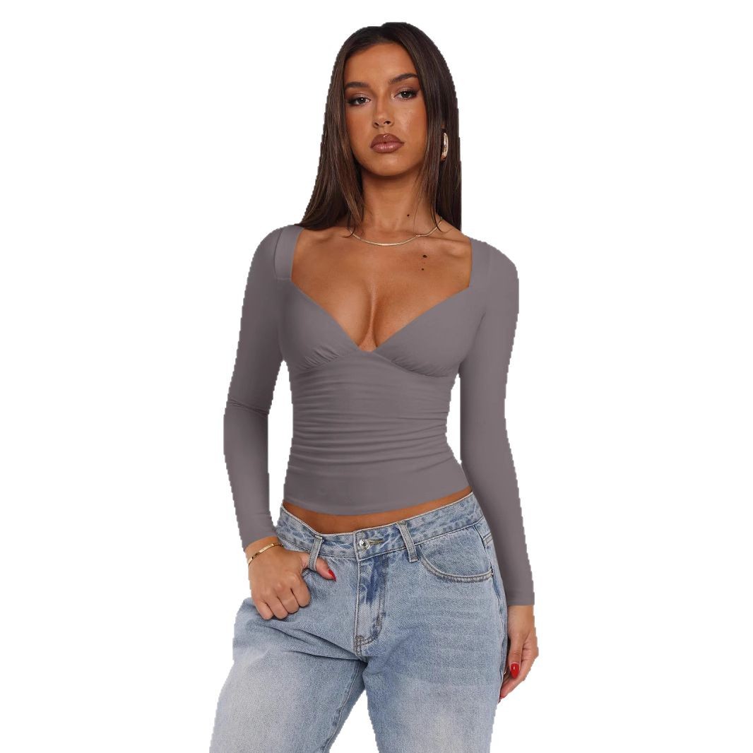 纯色修身性感显瘦上衣   Slimming, sexy and figure-hugging top